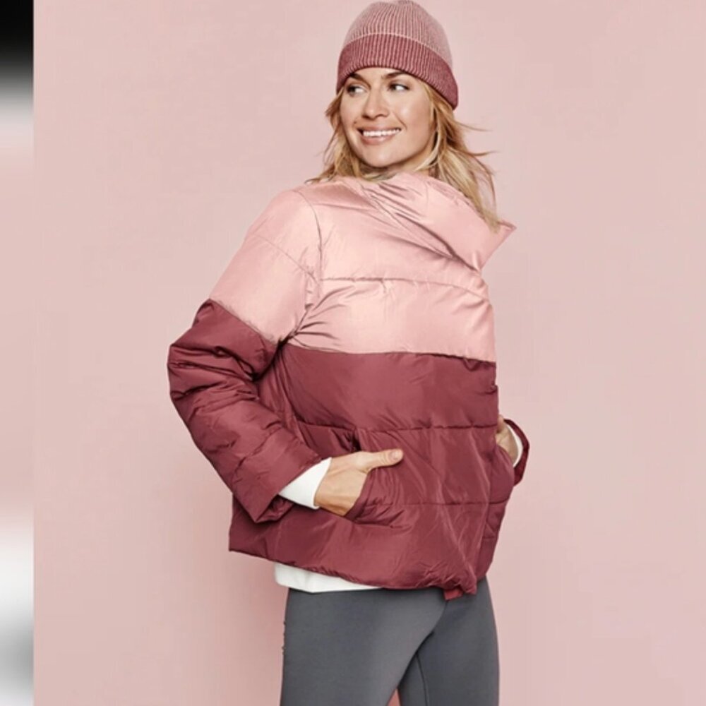 Summersalt Eco Colorblock Puffer Pink Jacket Size L - Picture 3 of 7
